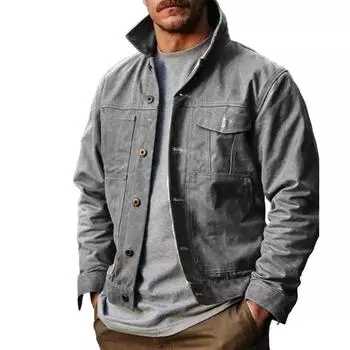 Весна Осень Мужская Повседневная Пальто На Пуговицах Блейзер Пиджак С Отворотом Хип-Хоп Мода Отложной Карго Верхняя Одежда Пальто Мужские XXL чёрный