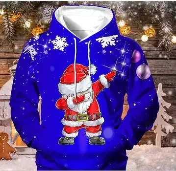 Весна Осень Мужская Повседневная Свободная Рождественский Капюшон Пальто Мужская Спортивная Мода Пуловеры Толстовки M