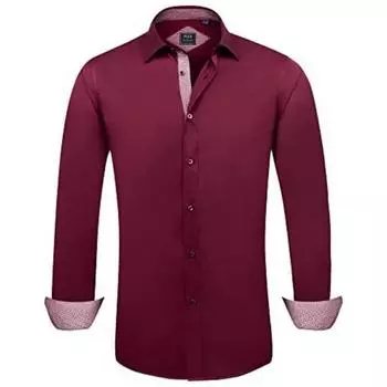 Весна Осень Мужская Рубашка Длинные Рукава Контрастные Цвета Эластичные Рубашки (Мужской) S