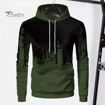 Весна Осень Мужская спортивная толстовка с капюшоном 3D Контрастный цветной принт с завязками на шнурке Длинные рукава Эластичные манжеты Подгибка для активного отдыха Фитнес Бейсболка Толстовка L красный