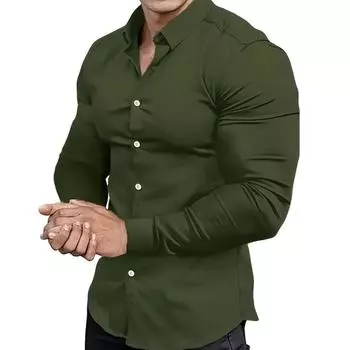 Весна Осень Мужская Сшитая Рубашка С Длинным Рукавом Мужская Повседневная Рубашка Spell Color Business Casual Button Shirt Tops S чёрный