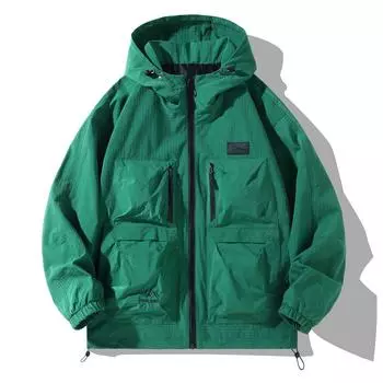 Весна Осень Мужская Ветровка Ветрозащитная Водонепроницаемая Куртка На Молнии Мужская Уличная Одежда Бомбер Оверсайз 3XL 4XL 10XL чёрный