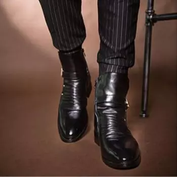 Весна-осень мужские ботинки с острым носком и молнией мужская обувь хит продаж ретро высокое качество классика размер 44 дешевое предложение мода 2025 38