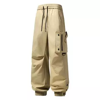 Весна Осень Мужские брюки-карго Однотонные Спортивные Повседневные Брюки Мужские Эластичные Талии Свободные Водонепроницаемые Длинные Брюки M армия зеленый
