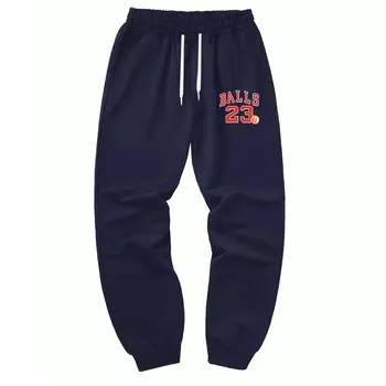 Весна Осень Мужские Брюки Мужские Повседневные Штаны Jogger с Принтом M чёрный