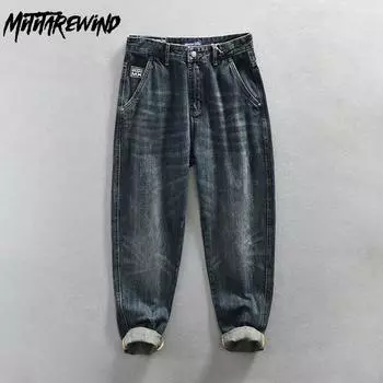 Весна Осень Мужские джинсы Повседневные повседневные Джинсовые брюки Уличная одежда Ретро Стиль Прямые мешковатые синие джинсы с потертостями Молодежная мода Мужские брюки 28 синий