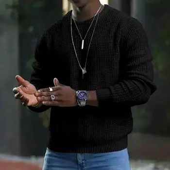 Весна Осень Мужские Футболки Модные Спортивные Однотонные Вафельные Круглый Вырез Пуловеры Футболки Топы M белый