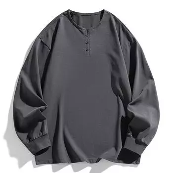 Весна Осень Мужские Хлопковые Футболки Однотонные Длинные Рукава V-образный Вырез Модные Футболки Мужские Свободные Повседневные Спортивные Футболки Топы Уличная Одежда M зелёный