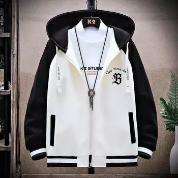 Весна Осень Мужские куртки Корейская мода Уличная одежда Пальто с капюшоном Мужская повседневная трендовая мужская одежда Бейсбольные куртки для мужчин XXXL