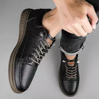 Весна/Осень Мужские Лоферы Высококачественные Туфли Из Натуральной Кожи Плоской Подошвы Уличные Туфли Оксфорды Удобные Нескользящие Подошвы Повседневная Обувь 36 бежевый