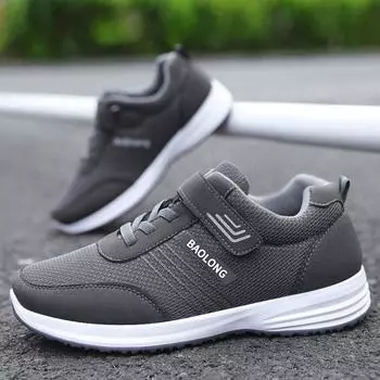 Весна осень мужские новые нескользящие туфли с мягкой подошвой удобные дышащие спортивные мужские уличные туфли H277 39 чёрный