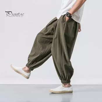 Весна Осень Мужские шаровары Шаровары Свободные завязывающиеся на шнурок эластичные карманы Глубокий шаговый шов с резинкой на щиколотке Однотонные спортивные брюки Повседневная одежда Спортивные брюки M серый