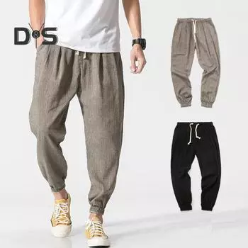 Весна Осень Мужские шаровары Шаровары Свободные завязывающиеся на шнурок эластичные карманы Глубокий шаговый шов с резинкой на щиколотке Однотонные спортивные брюки Повседневная одежда Спортивные брюки M синий