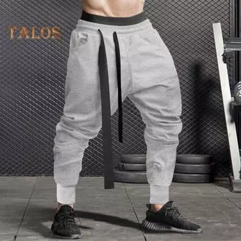 Весна Осень Мужские Шаровары Свободные Эластичные Карманы На Шнуровке До Щиколотки Однотонные Спортивные Брюки Повседневная Носка Спортивные Штаны M чёрный