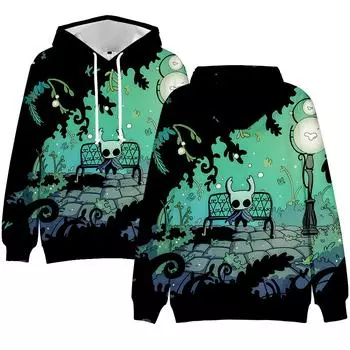 Весна Осень Мужские толстовки Hollow Knight Silksong Print Sweatshirts Уличная одежда Свободные пуловеры Повседневные топы с капюшоном XS