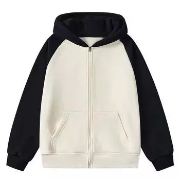 Весна Осень Мужские толстовки с капюшоном Модные Лоскутные Свободные Толстовки Верхняя одежда Мужская Повседневная Уличная Одежда На Молнии Хип-Хоп Толстовка Пальто L чёрный