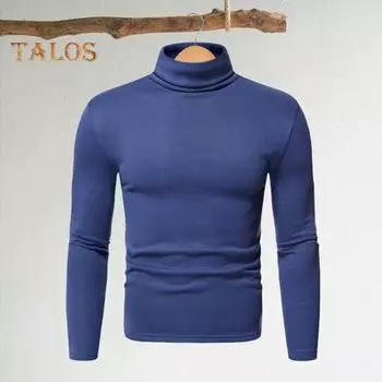 Весна Осень Мужской Фитнес Топ Облегающий Высокий Воротник Эластичный Длинные Рукава Однотонный Пуловер Фитнес Спортивный Топ Зимняя Нижняя Одежда L чёрный