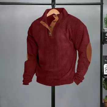 Весна Осень Мужской Топ Цветные Блоки Лоскутная Ретро Стиль Полуоткрытый Воротник Стойка Толстовка Плюс Размер L светло-серый