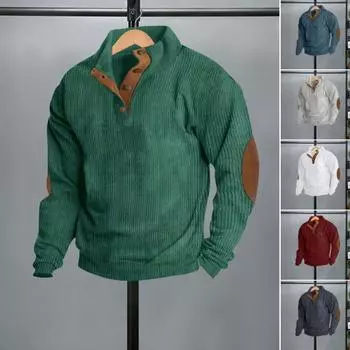 Весна Осень Мужской Топ Цветные Блоки Лоскутная Ретро Стиль Полуоткрытый Воротник-стойка Толстовка Плюс Размер Свободный Длинные Рукава Топ Повседневная Офисная Одежда XL светло-серый