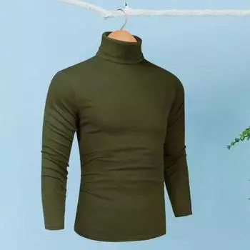 Весна Осень Мужской Топ Защита Шеи Высокий Воротник Облегающий Эластичный Длинные Рукава Пуловер Толстовка Для Дома Спортивный Тренажерный Зал Уличная Одежда M армия зеленый