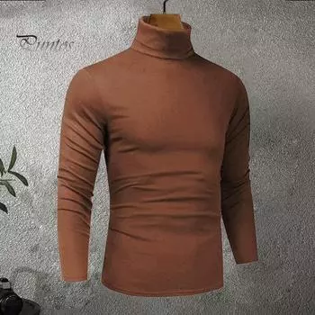 Весна Осень Мужской Топ Защита Шеи Высокий Воротник Облегающий Эластичный Длинные Рукава Пуловер Толстовка Для Дома Спортивный Тренажерный Зал Уличная Одежда M королевский синий