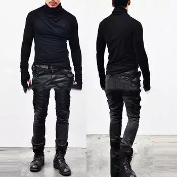 Весна Осень Мужской Верхний Защитный Шеи Высокий Воротник Slim Fit Эластичный Плиссированный Длинный Рукав Пуловер Толстовка Для Дома Спортивный Тренажерный Зал Уличная Одежда M серый