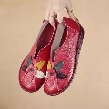 Весна Осень Натуральная Кожа Женские Лоферы Дышащие Туфли Без Застежек Женские Повседневные Туфли На Плоской Подошве Мягкие Удобные Туфли Больших Размеров 35 белый