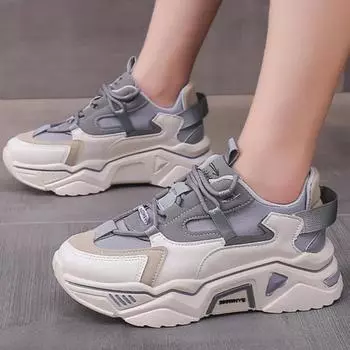Весна Осень Новые Дышащие Толстые Подошвы Модные Спортивные Досуг Вулканизированные Туфли: Износостойкость, Увеличение 35