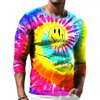 Весна Осень Новые Мужские Длинные Рукава Круглый Вырез Спортивная Футболка Мужская Повседневная Хип-Хоп Фитнес Футболка Топы S