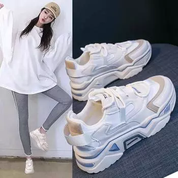 Весна Осень Новый Стиль Дышащие Толстая Подошва Модные Спортивные и Отдыха Студенческие Цвета Соответствия Обувь zapatos de mujer 35