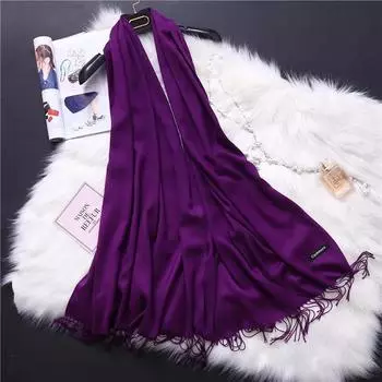 Весна Осень Однотонный Имитация Кашемира Шарф Зима Мужской Женский Легкий Теплый Шарфы Повязка на Голову Шарф Шаль Модный Длинный С Кисточками Палантин 200X70cm