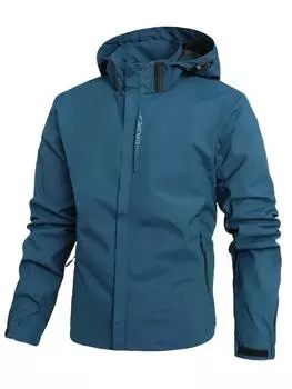 Весна Осень Открытый Боксерская Куртка Мужчины Женщины Ветровка Водонепроницаемая Куртка Пальто Альпинизм Съемная Шапка L синий