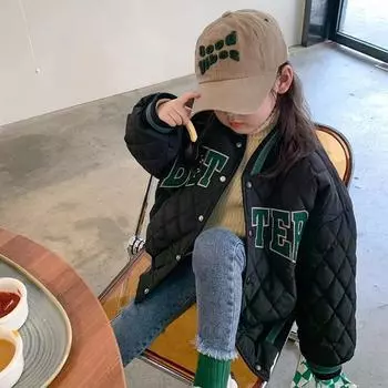 Весна Осень Пальто Девочек Зимняя Одежда Детская Куртка Бейсбольный Костюм Tiny Cottons Детская Верхняя Одежда Одежда 140cm чёрный