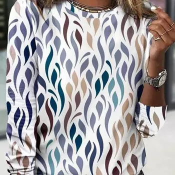 Весна Осень Персонализированная Повседневная Модная Женская Футболка с Круглым Вырезом И Длинным Рукавом Базовая Рубашка S