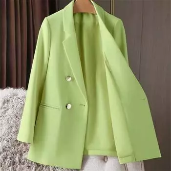 Весна Осень Пиджак Костюмы Женские Пиджаки с Металлической Пряжкой Пальто Повседневный Британский Стиль Пиджак Формальный Зеленый Красный Пиджак Костюм Тренд S