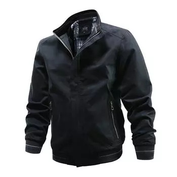 Весна Осень Повседневная Одежда Мужские Пилотные Пальто Мужские Хлопковые Лаконичные Куртки Высококачественная Верхняя Одежда 8XL чёрный