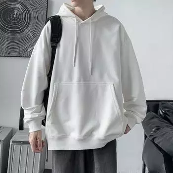 Весна Осень Повседневная толстовка с капюшоном Удобная толстовка с капюшоном Мужская свободная толстовка с однотонным пуловером Молодежная спортивная толстовка M