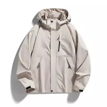 Весна Осень Повседневные куртки с капюшоном Мужская мода Водонепроницаемая однотонная уличная спортивная куртка 8XL белый