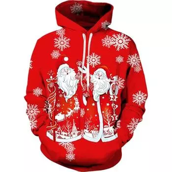 Весна-Осень, Рождество, 3D принт, снеговик, Мужская толстовка с капюшоном, уличный топ в стиле хип-хоп, повседневная спортивная одежда большого размера с длинными рукавами S
