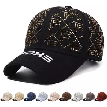 Весна Осень Стразы Буквы Кепка Женская Солнцезащитная Кепка Солнцезащитная Кепка Мужская Бейсболка Для Отдыха На Природе белый