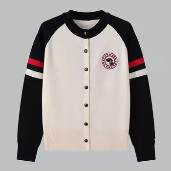 Весна Осень Студент Колледжа Вязаный Свитер Пальто Вышитая Собака Куртка Женская Мода Однобортный Длинный Рукав Джемперы One Size