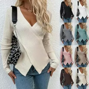 Весна Осень Свитер Женский Повседневный Вязаный Пуловер Sueter Mujer Элегантные Свитера Y2K Топы Мода Уличная Женская Одежда S серый