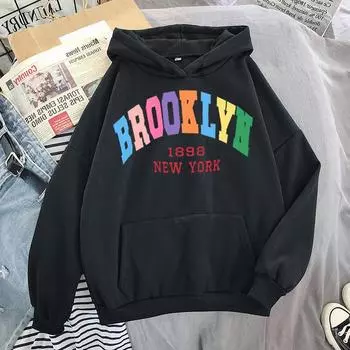 Весна Осень Толстовки Печатный Brooklyn Lette Уличная одежда Мужчины Женщины Мода Большие Толстовки Спортивные костюмы Унисекс Одежда Пальто S