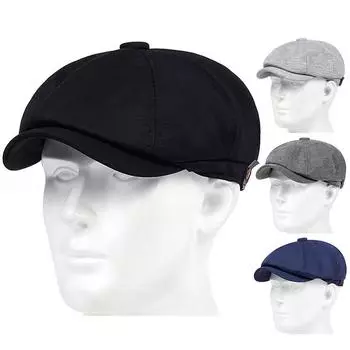 Весна Осень Универсальные Кепки Газетчика Мужские Плоские Кепки Женские Береты Шляпы Художника Ретро Кепка Художника Кость Восьмиугольная Кепка Gorras чёрный