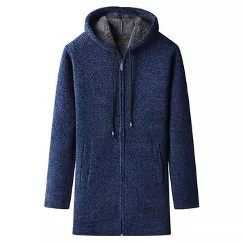 Весна Осень Вязаный свитер Куртки Мужские приталенные пальто Мужские повседневные свитера Пальто Однотонный кардиган на молнии Мужские M чёрный