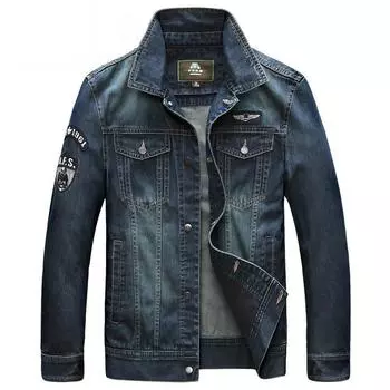 Весна Осень Вышивка Пальто Хип-Хоп Мода Джинсовая Куртка Мужская M