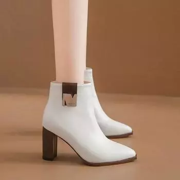 Весна Осень Высокие каблуки Женские ботильоны Короткие сапоги Туфли на высоком каблуке Маленькие Большие размеры 35