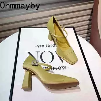 Весна Осень Высокие каблуки Женские туфли Мэри Джейн Модные туфли с острым носком Женские элегантные туфли-лодочки для свадебной вечеринки 35 зелёный
