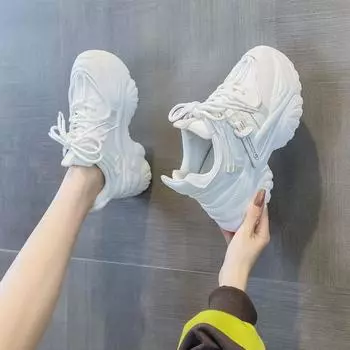 Весна Осень Женская Обувь Повседневная Обувь Летние Кроссовки Платформа Женская Обувь Теннис Женский Толстая Подошва Розы Кроссовки 39EU/CN40 белый