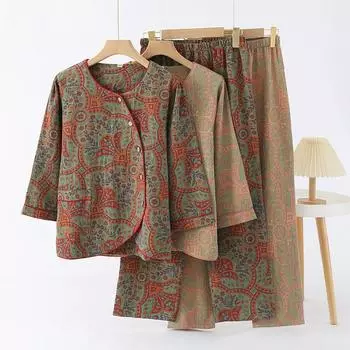 Весна Осень Женская Пижама 2 Части Комплект Пижамы Пижамы Домашняя Одежда Костюм Для Сна Комплект Пижамы XL красный